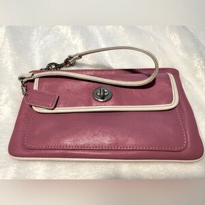 Vintage Coach Pink Leather Wristlet Clutch